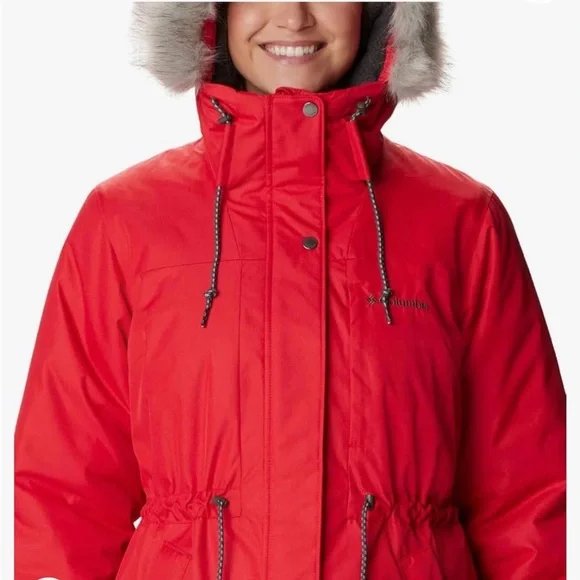 Columbia Women's Suttle Mountain Omni-Heat Bright Red Parka VERY WARM - Picture 2 of 8